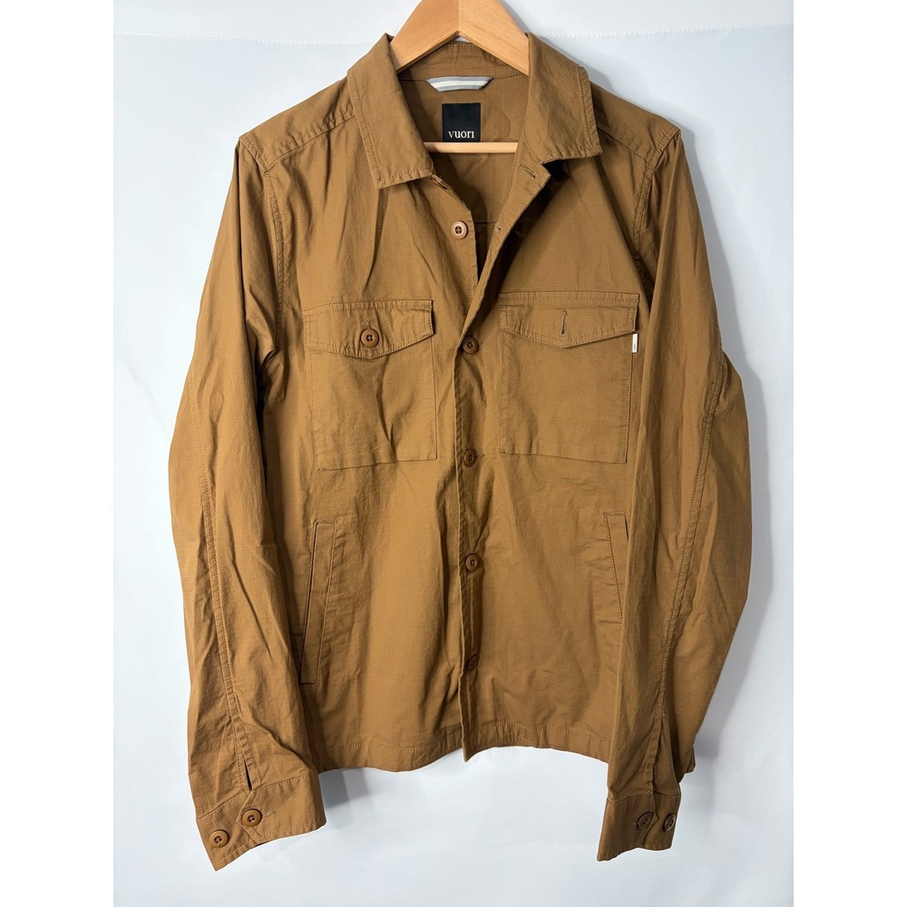 Vuori Ripstop Jacket Mens M Tobacco Brown Utility Button Up Military Shacket